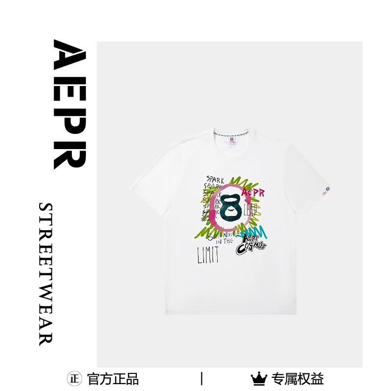 aepr【彩绘】24年春夏情侣休闲时尚男士百搭圆领宽松潮流简约短袖
