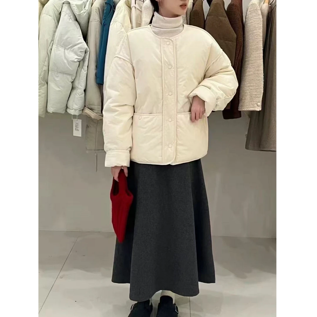 复古大口袋棉衣外套冬季时尚新款显瘦宽松棉服外套