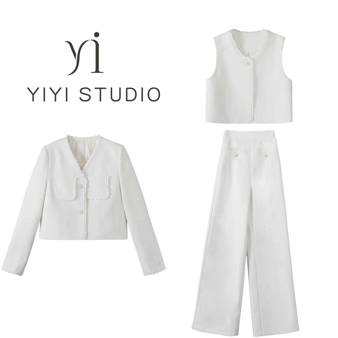 【温柔恋人】<YiYiii>小香风无袖马甲羽绒服外套高腰长裤