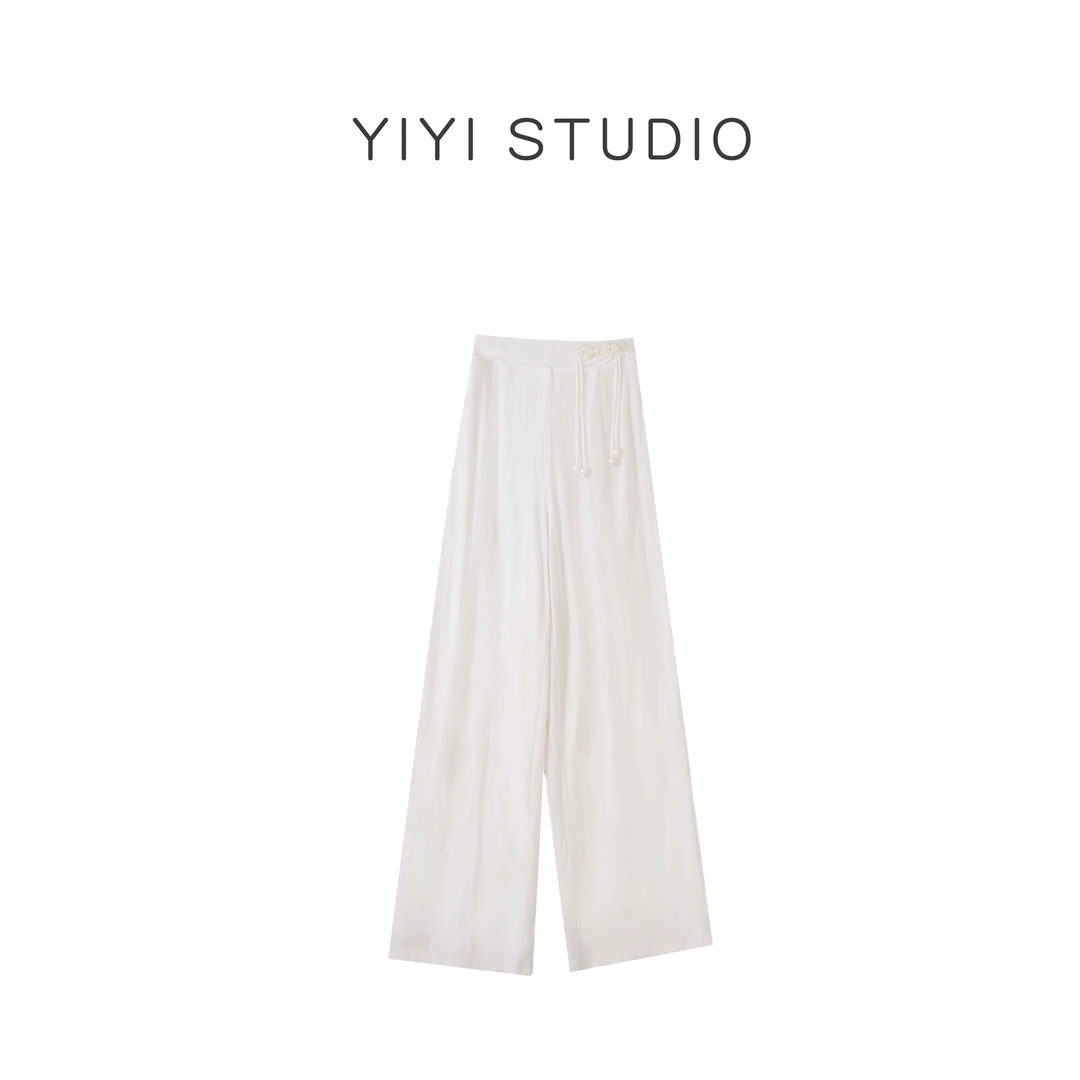 【半身韶华】<宠粉内购会>小个子新中式百搭丝绒盘扣高腰直筒裤