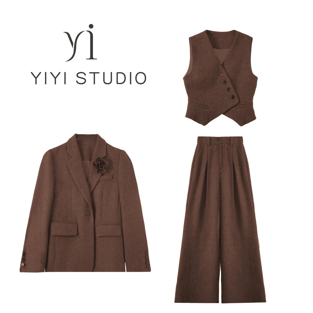 【矜贵老钱】<宠粉内购会>半高领打底衫老钱风马甲西装外套高腰西裤