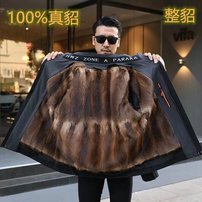 拍一发四男士整貂派克服【大毛领➕同款外衣➕兔毛袖】皮毛一体加厚