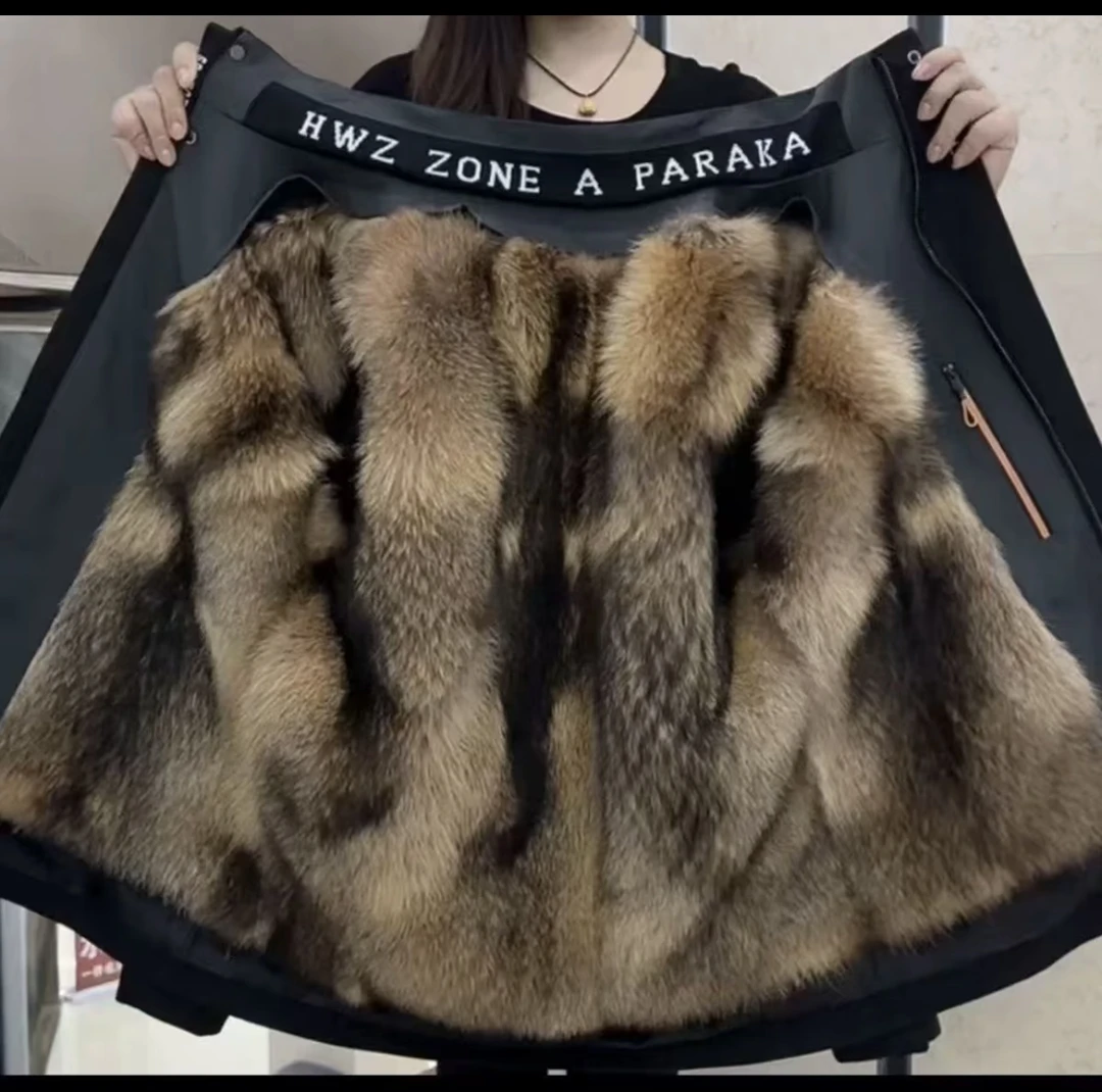 男士派克服长毛美洲貉内胆加厚保暖雷锋可拆卸帽户外舒适冬季外套