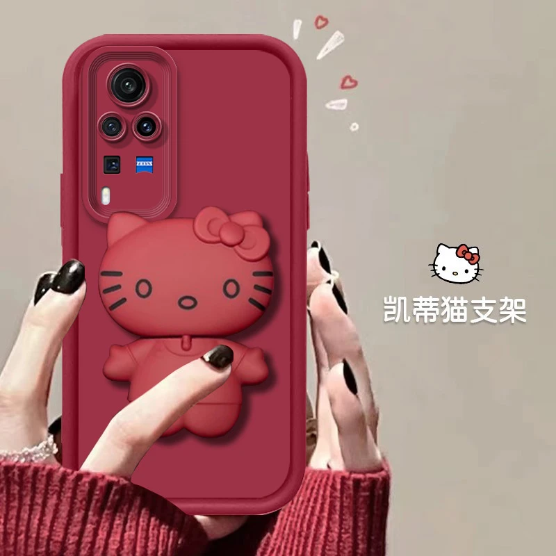 【VIVOX60PRO】网红爆款猫猫支架款可爱全包保护硅胶防摔手机壳