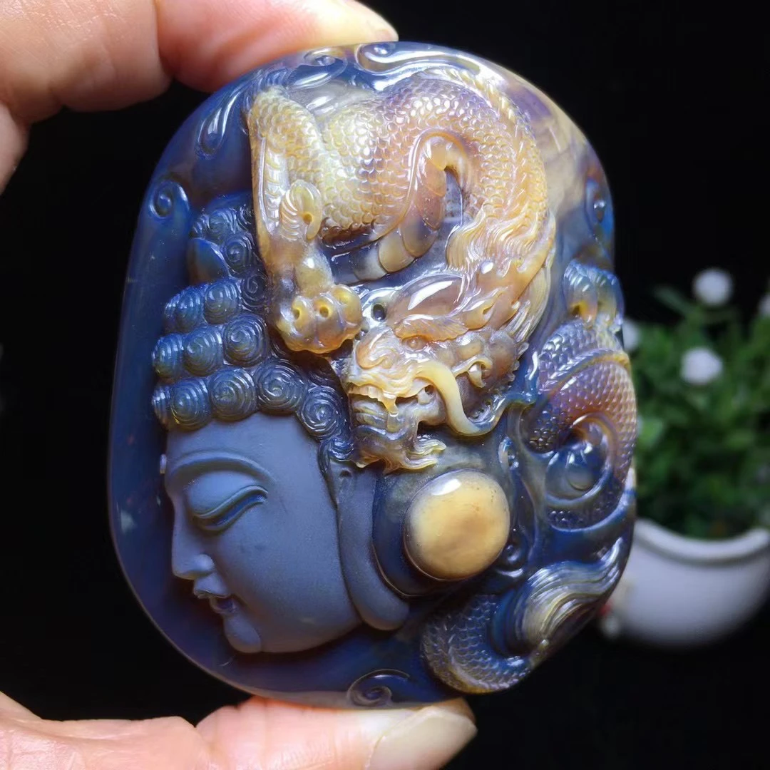 【阿泽琥珀】白蜜俏色巧雕神龙护主