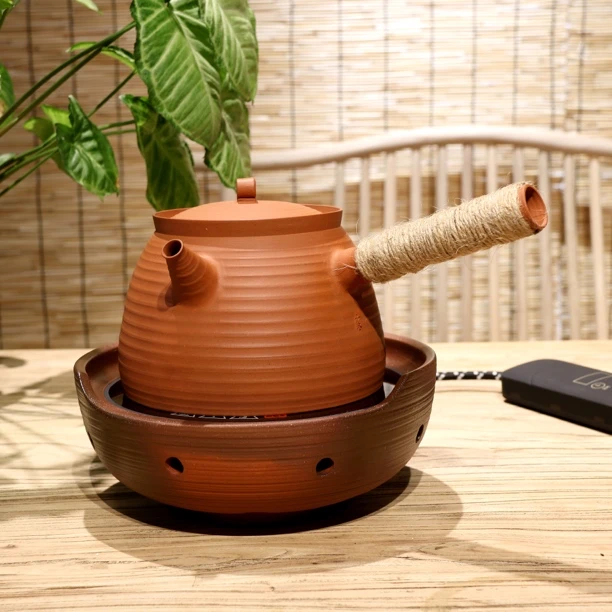 950毫升粗陶长把烧水壶手工制作适用煮茶煮水老式复古