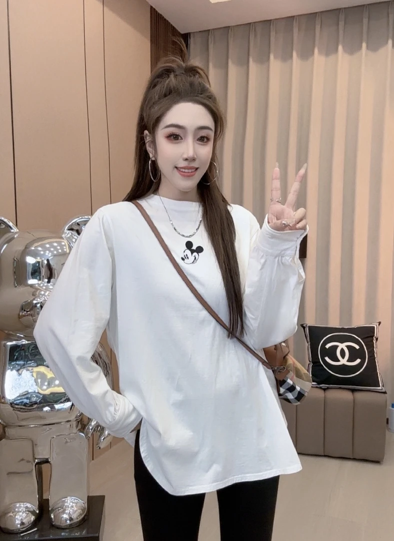 【小雪严选】2024秋季新款时尚韩版米奇图案长袖T恤