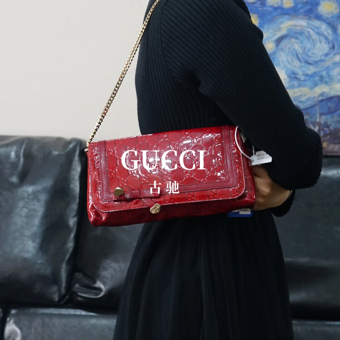 95新 GUCCI/古驰 红色链条包/FYBB11528027/8027