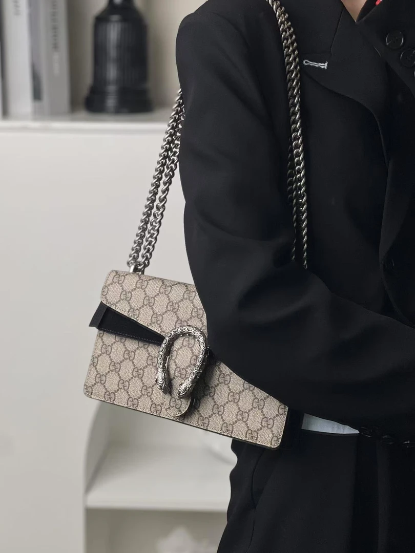99新 GUCCI/古驰 gucci 酒神钻扣中号黑边/公价无/甄选