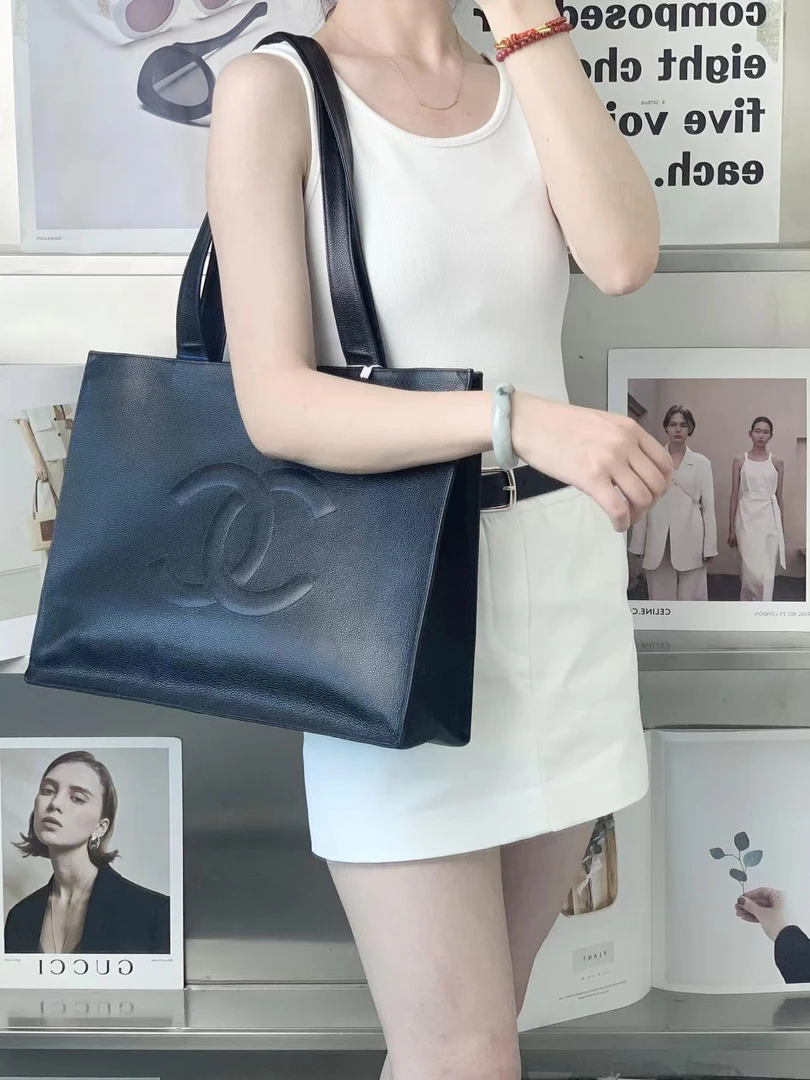 99新 Chanel/香奈儿 chanel牛皮黑色tote包/公价无/甄选