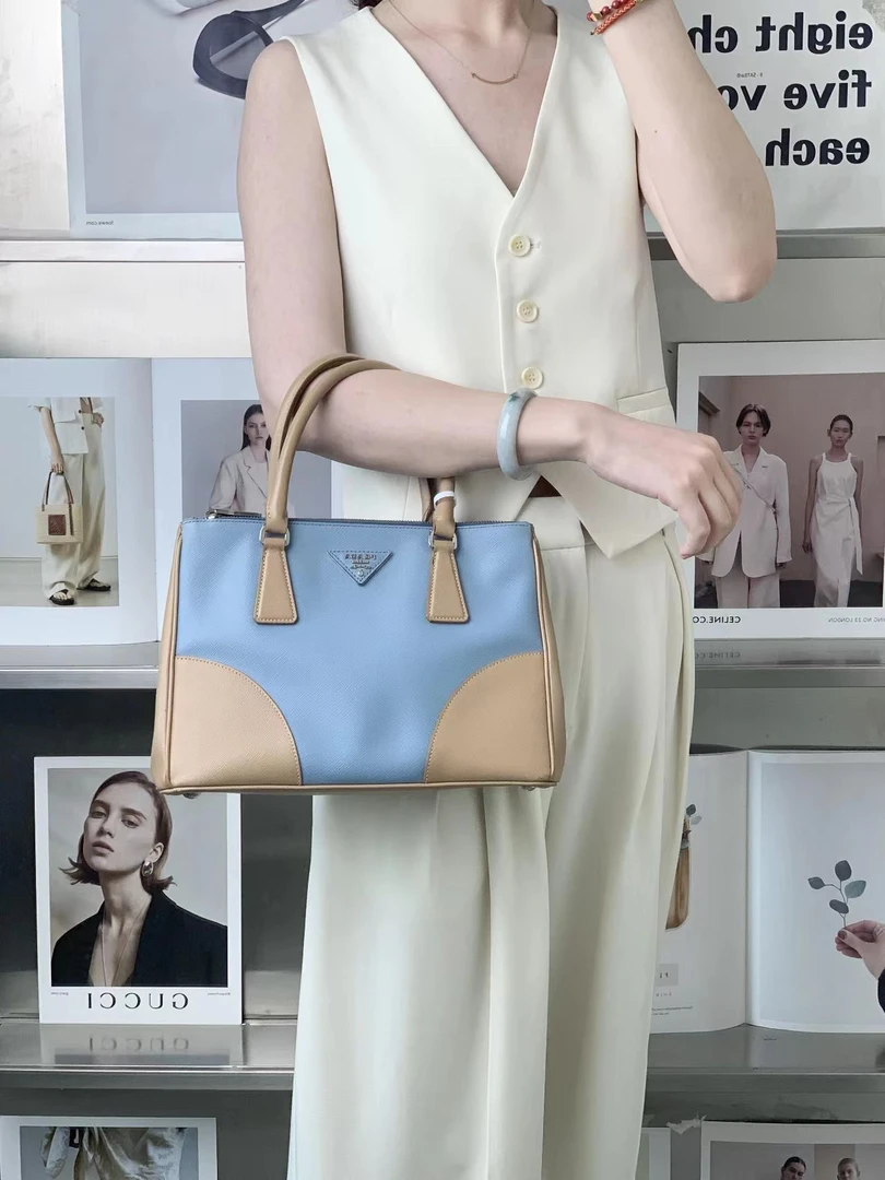 99新 Prada/普拉达 prada杀手小号拼蓝色单肩斜挎包/公价无/甄选