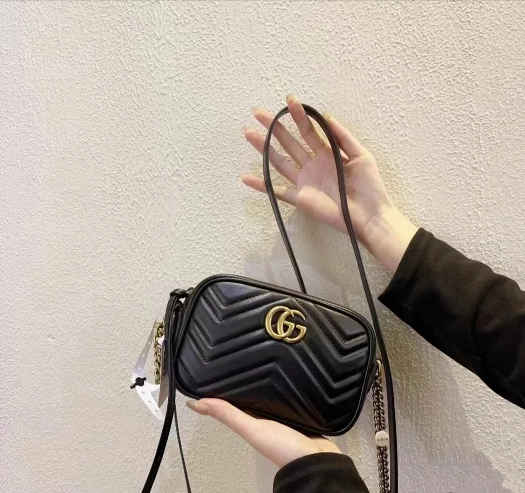 95新 GUCCI/古驰 古驰马蒙相机黑金小号/公价无/甄选