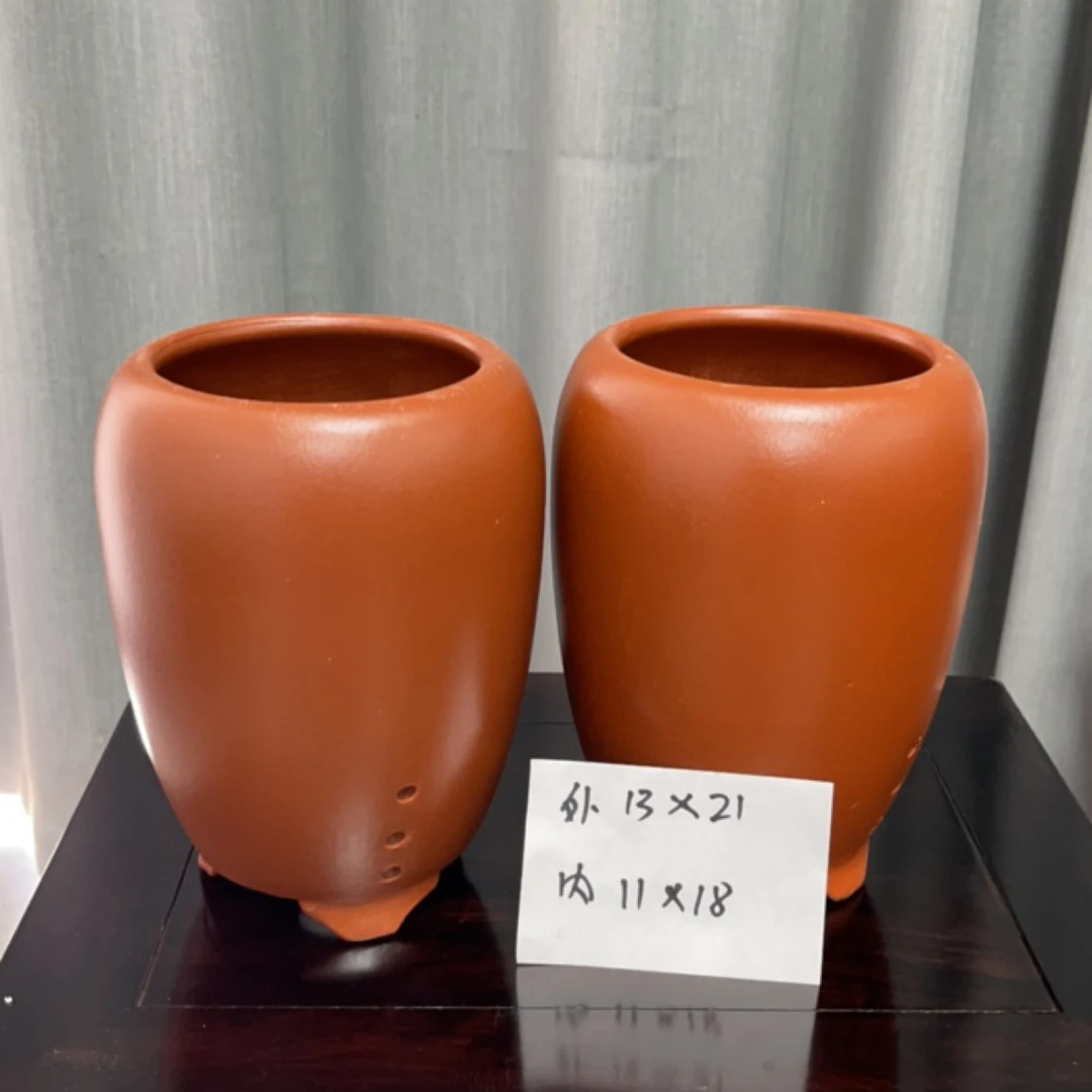 紫砂粉浆龙蛋花盆