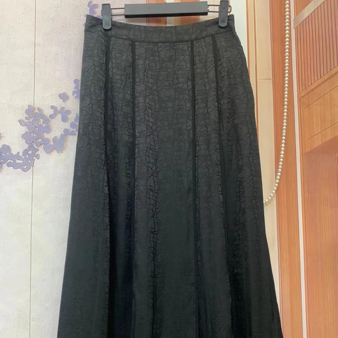 黑色休闲重工中式裙子