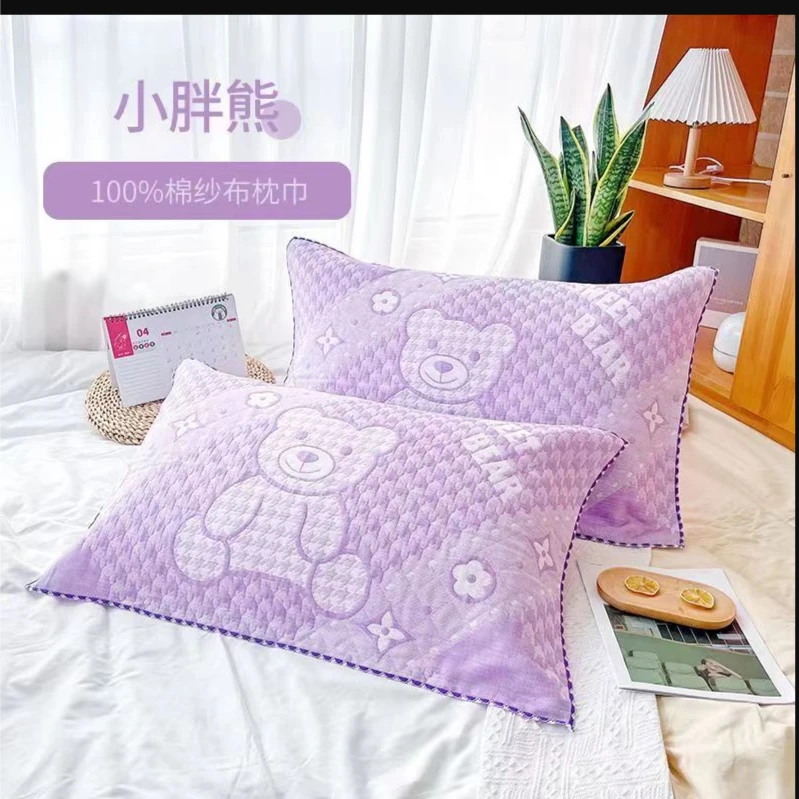 纯棉加厚纱布枕巾一对