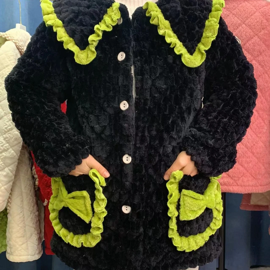 新款围裙罩衣蝴蝶结短款可爱风甜美外套棉服家居服加厚外套