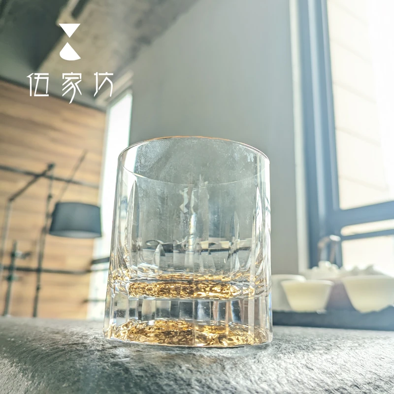 伍家坊月球杯茶杯水杯家用送礼金色创意洋酒杯主人杯礼盒装