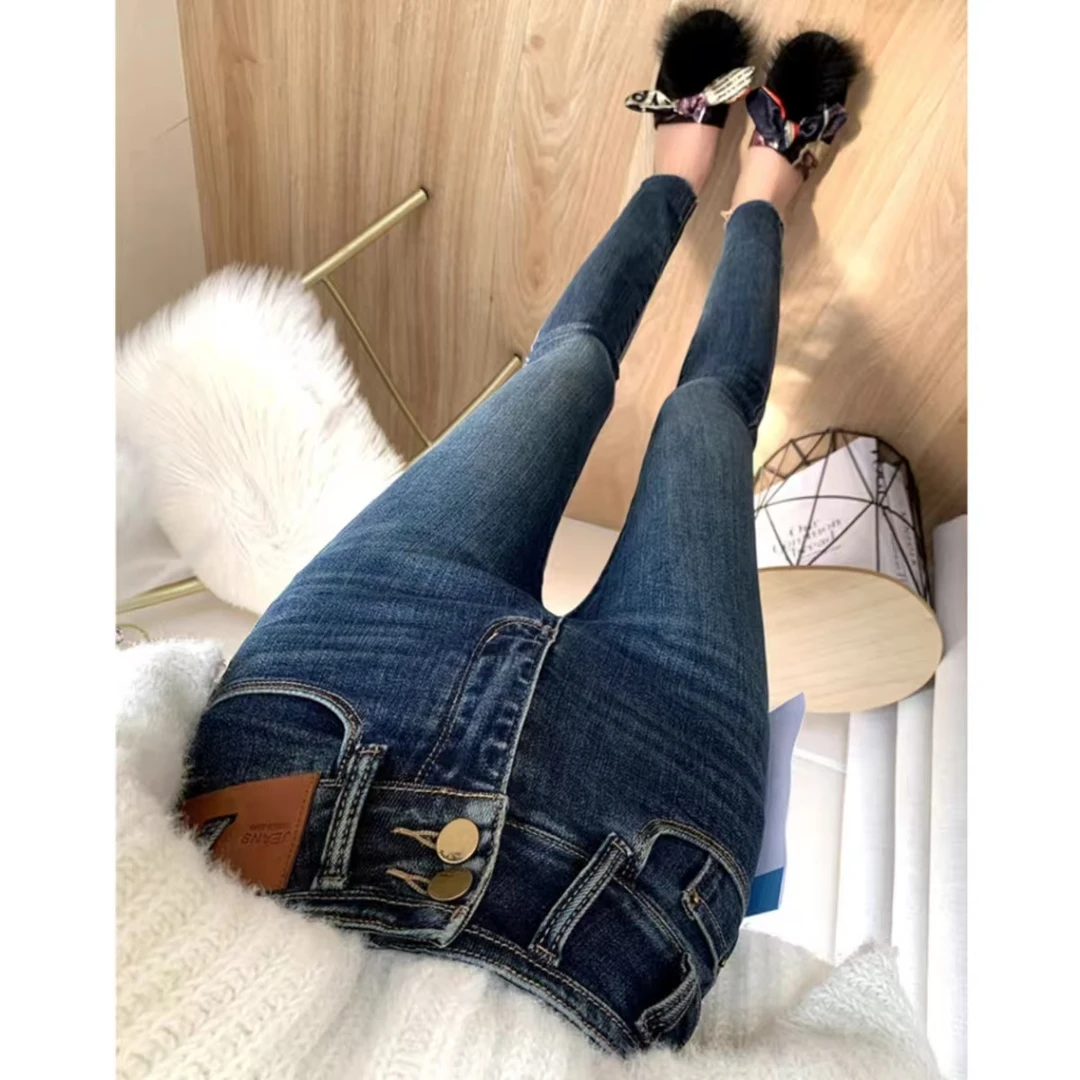 721（毛边）宫廷小香风加绒高腰加绒小脚裤秋冬宝暖不臃肿女款