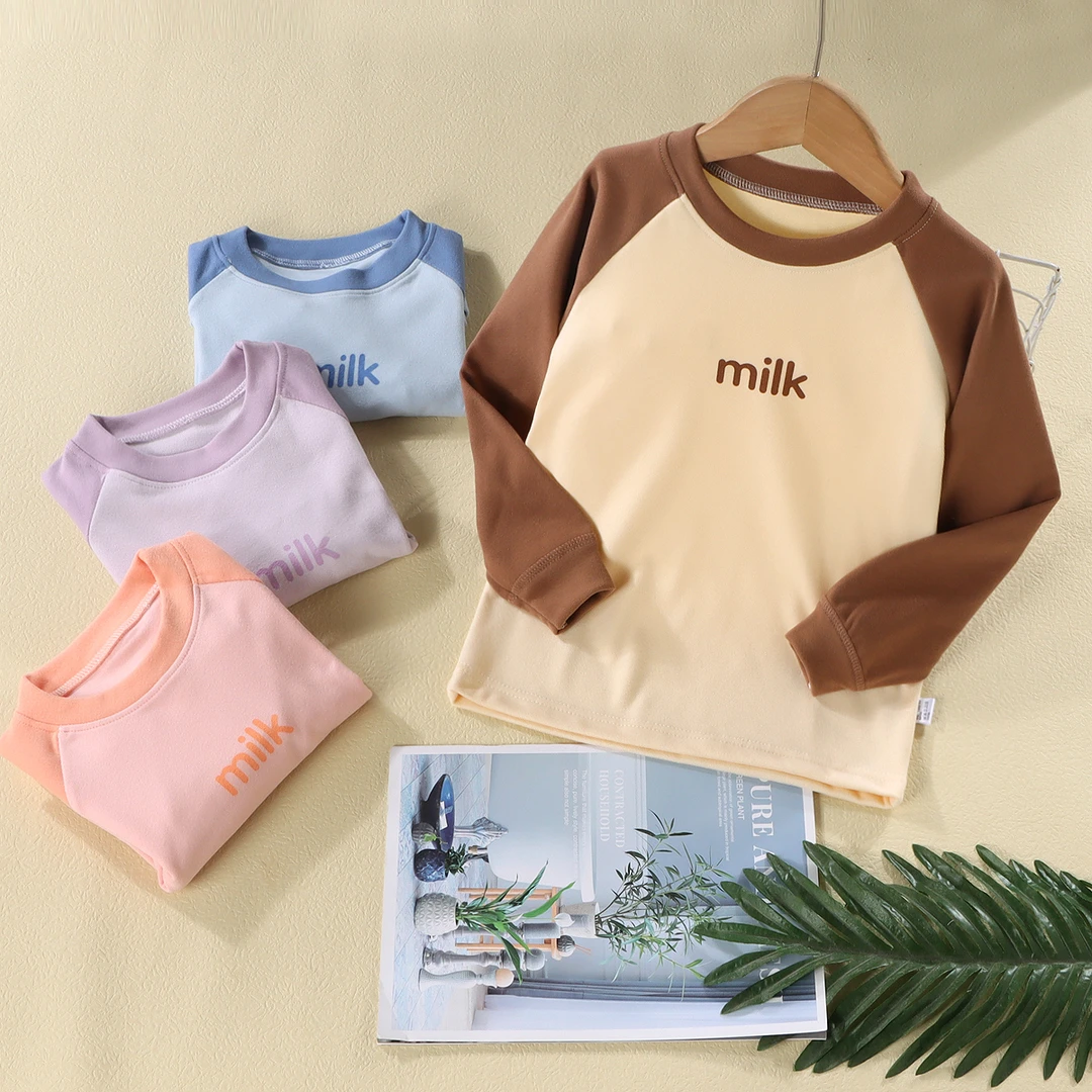 儿童插肩袖打底长袖秋冬宝宝保暖内衣套装中大童睡衣家居服套装