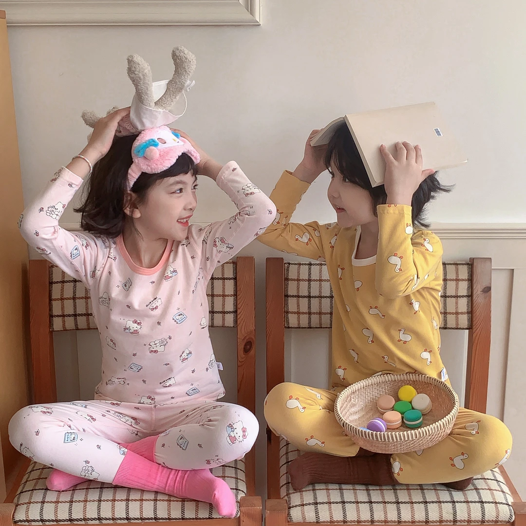 【7A抗菌】儿童莱卡无骨套装宝宝秋衣秋裤男女秋装睡衣家居服套装xf