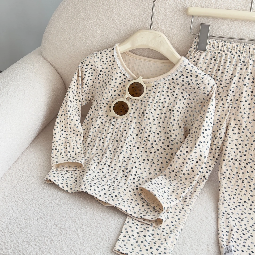 儿童莱卡无骨套装宝宝秋衣秋裤男女秋装睡衣家居服套装