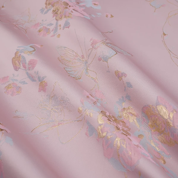 锦绸【蝴蝶飞舞】织锦缎蝴蝶国风中式粉紫色浮雕织金汉服旗袍
