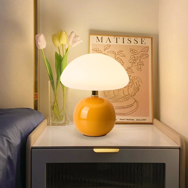 儿童护眼卧室床头蘑菇台灯小夜灯奶油风装饰台灯少女房间氛围灯