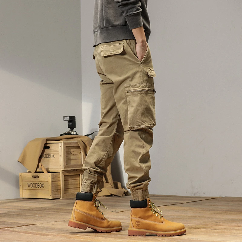 【秋季上新】8098 春秋新款休闲长裤男士多口袋弹力束脚工装裤