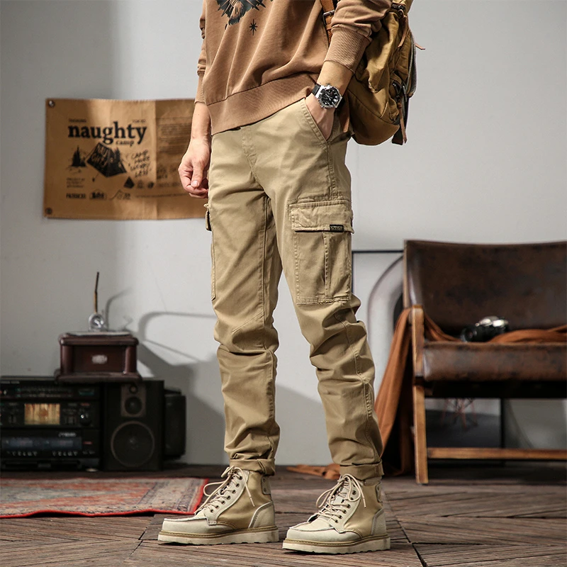 【新品上新】3671春秋厚款多口袋工装裤男休闲长裤松紧腰弹力直筒裤