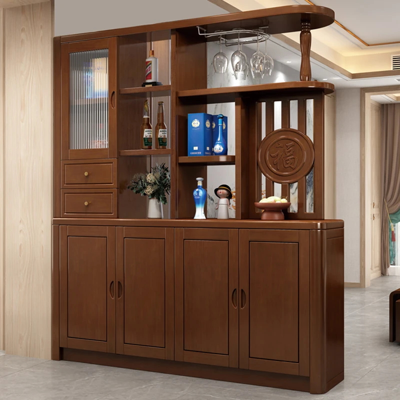 屏风柜间厅柜实木隔断柜双面客厅入户门厅柜酒柜现代中式家用鞋柜