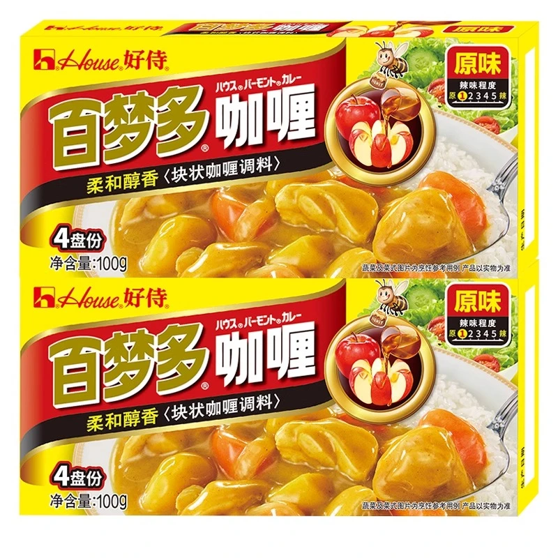 好侍百梦多咖喱块日式泰式家用鱼蛋儿童专用拌饭料酱原味100g