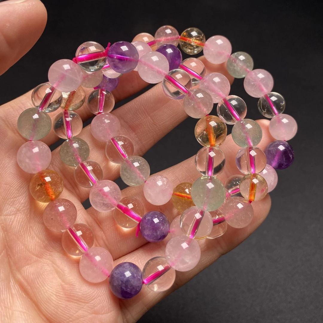 W55 天然水晶多宝单圈手链10mm＋ 多样性发一