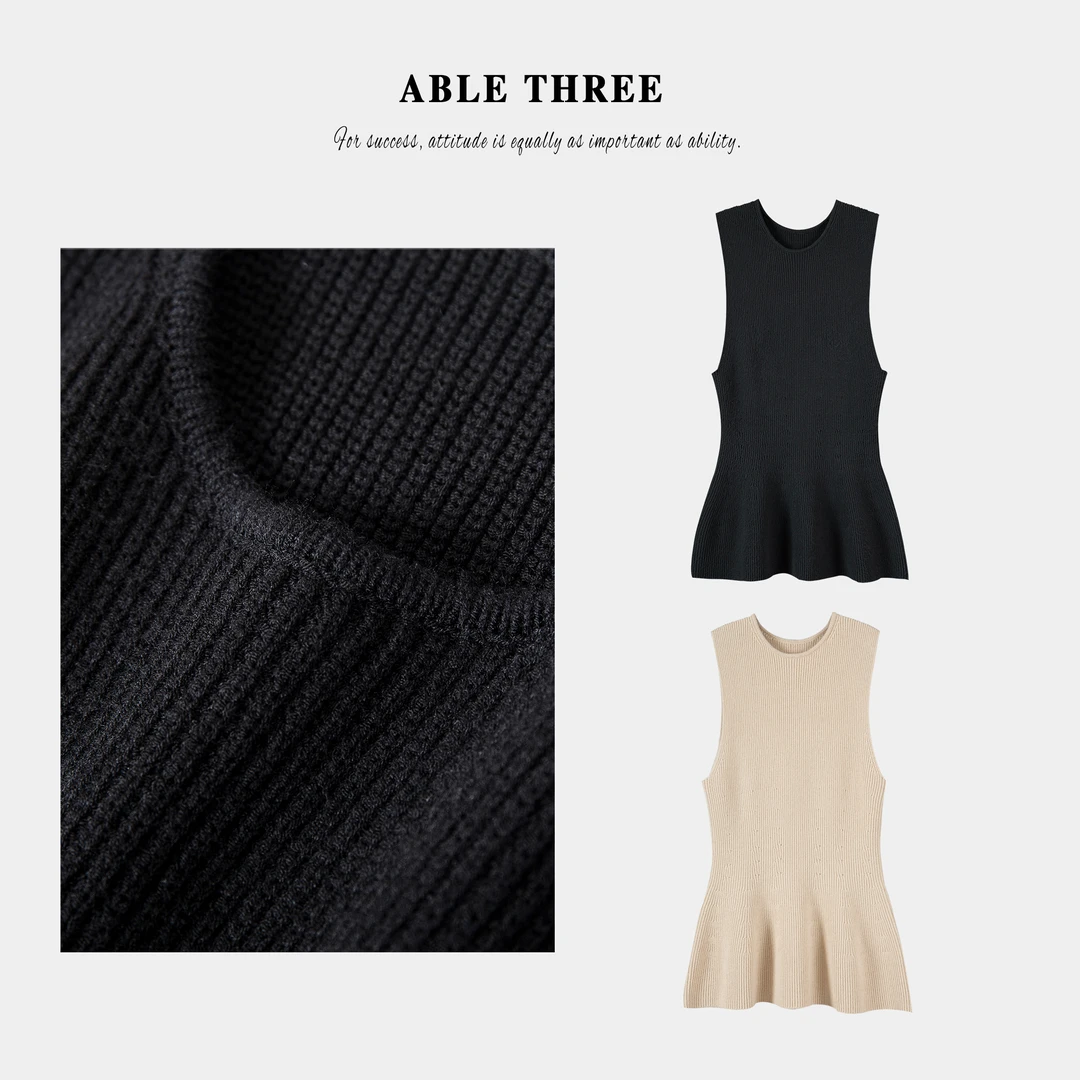 ABLE THREE 【假腰衣毛织背心】秋季极简随性收腰设计上衣XX-AW8662
