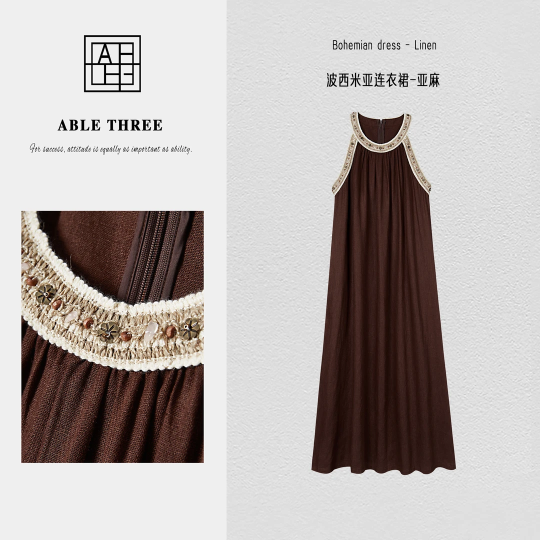 ABLE THREE|【马尔代夫】无袖挂脖穿搭通勤连衣裙FD-SS9057
