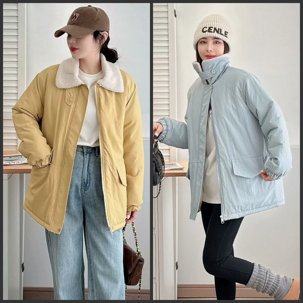 梦冬佳--110-200斤大码女装胖mm冬季百搭显瘦翻领棉衣棉服外套