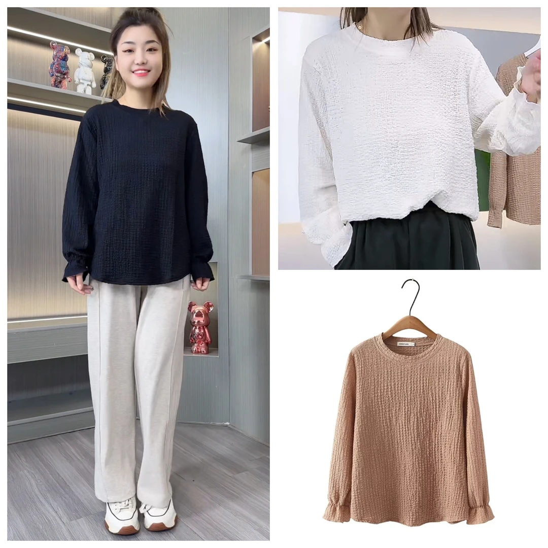 梦冬佳--110-200斤大码女装胖mm春装显瘦遮肚子宽松长袖T恤打底衫