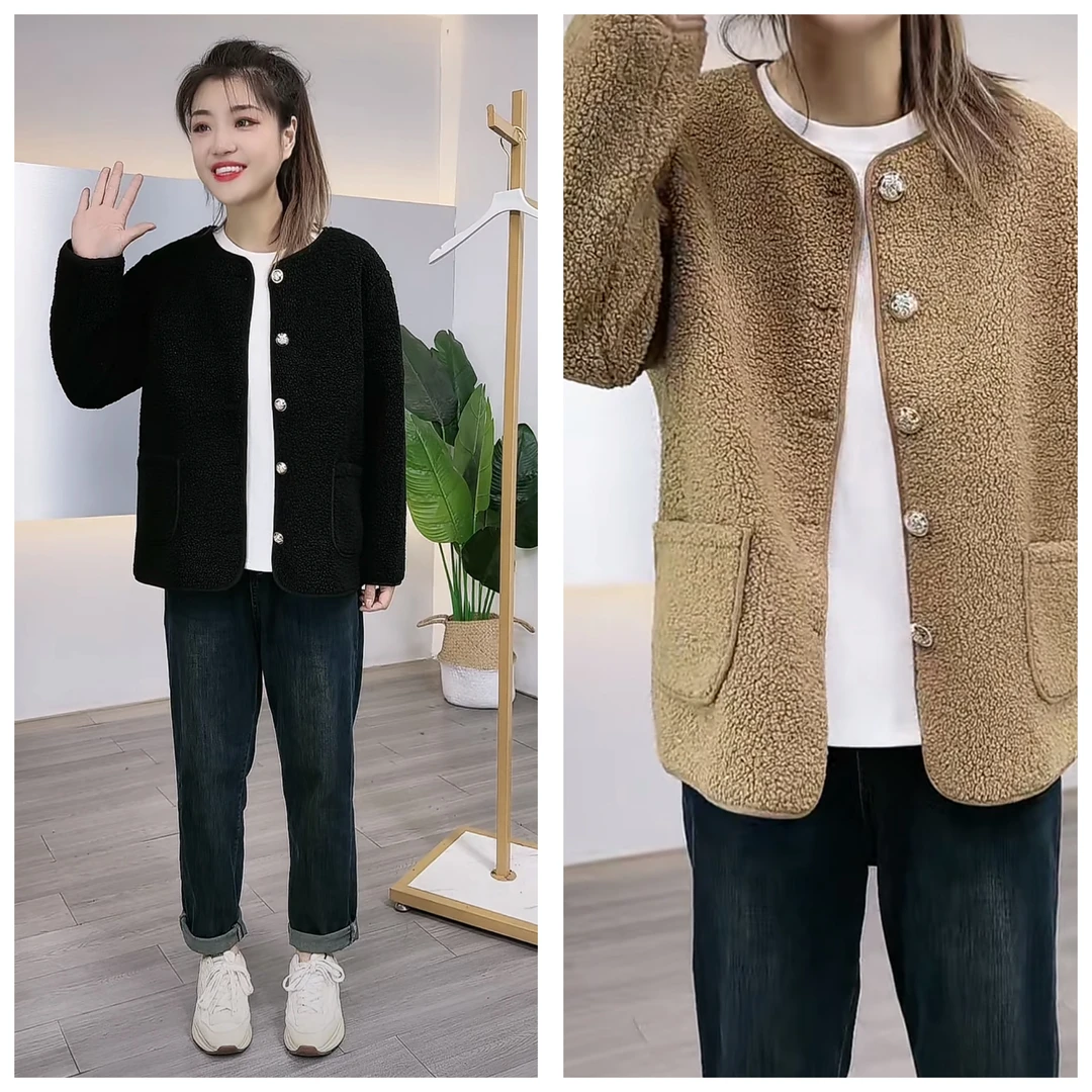 梦冬佳--110-200斤大码女装胖mm秋冬百搭时尚休闲毛绒外套上衣