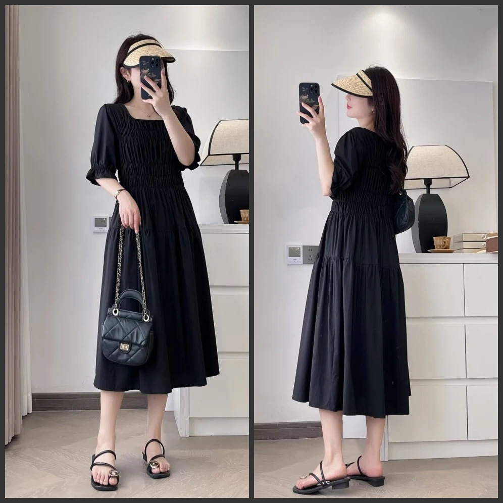 梦冬佳--100-190斤大码女装胖mm夏季时尚韩版法式中长款连衣裙