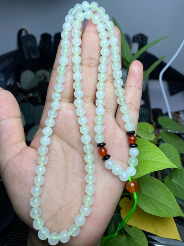 天然金丝玉卡六圆珠链子挂绳吊坠项链108颗毛衣链