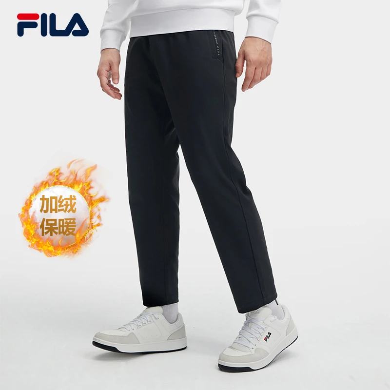 【黄景瑜同款】FILA斐乐针织长裤男秋冬加绒加厚休闲裤F11M342604