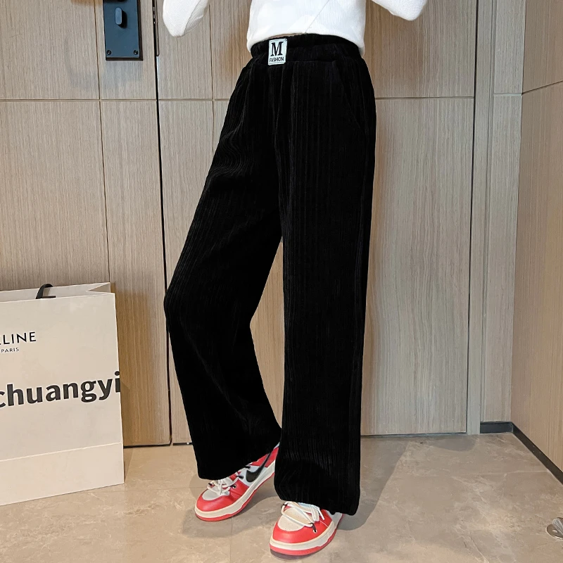 女童裤子秋冬儿童阔腿裤洋气宽松外穿直筒冬季中大童网红时尚