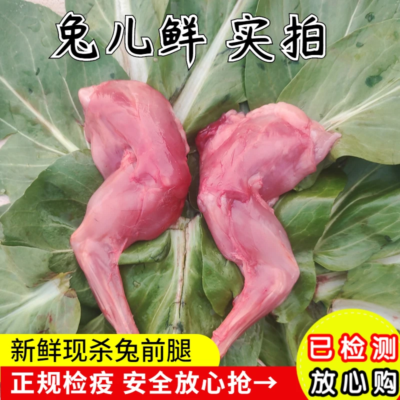 兔儿鲜新鲜兔肉兔前腿现杀鲜兔腿大小均匀商用规格烧烤食材生兔腿