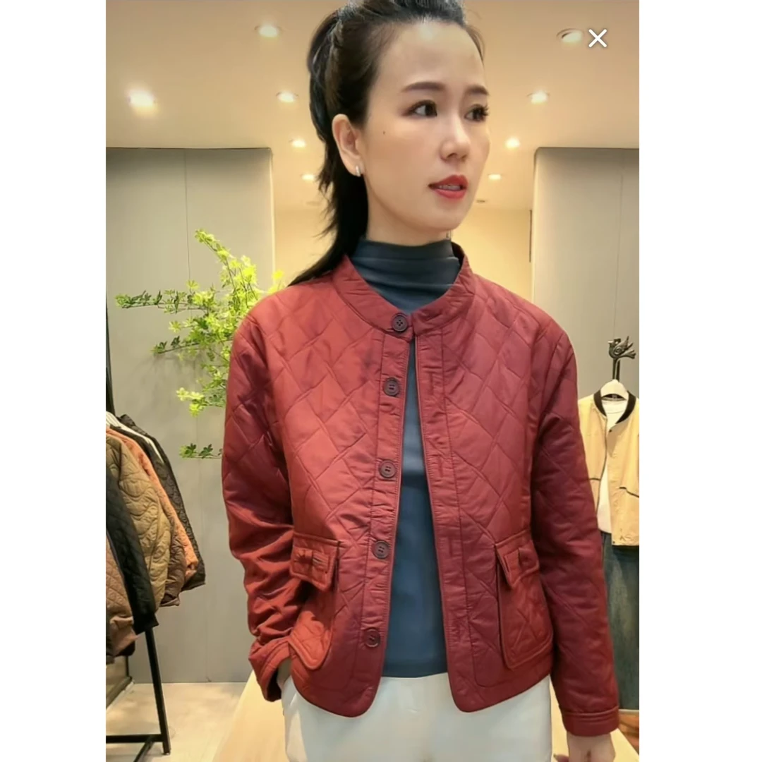 【七彩衣新品】 28462时尚休闲菱形格外套极简新款百搭衣长57