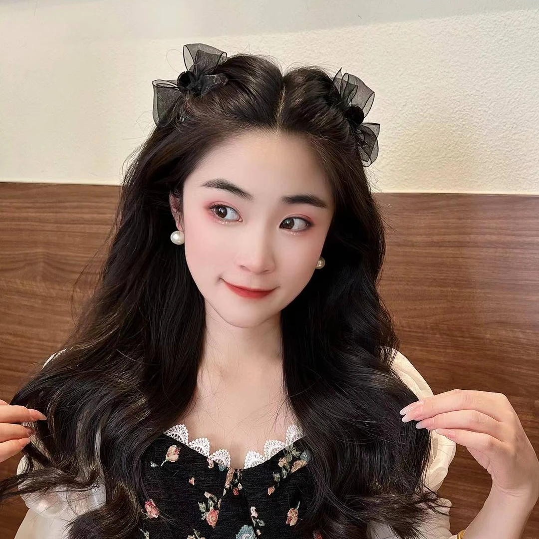 依牧夏季小清新双面蝴蝶结抓夹欧根纱刘海夹侧边夹气质公主头发夹