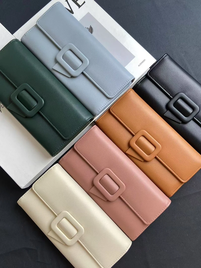 迪雅路【大三折长款钱包】方形扣 女士钱夹卡包个性高档时尚韩版