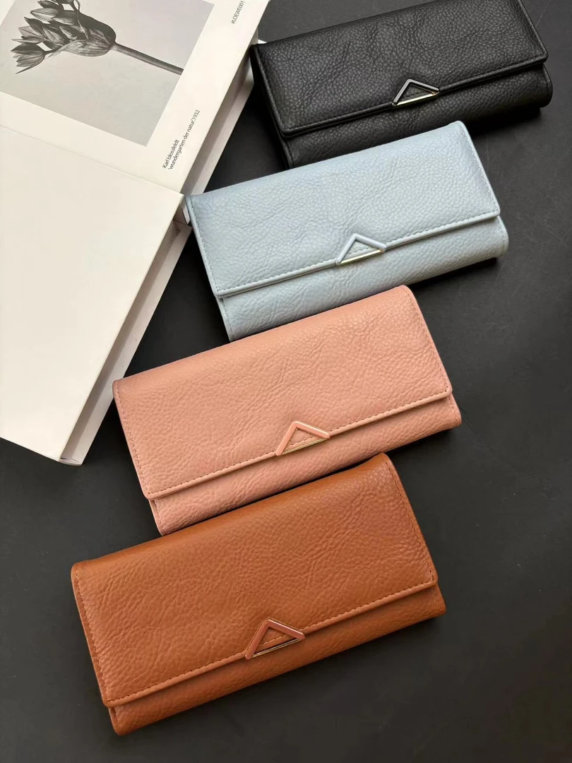 迪雅路清仓【轻薄三折长款钱包】 做旧风荔枝纹 女士软皮革钱夹韩版