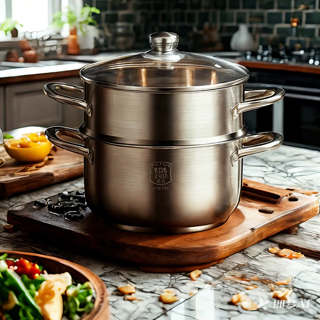 居家网红双层汤锅家用大容量多层汤蒸锅厨房炖汤多用电磁炉蒸煮锅