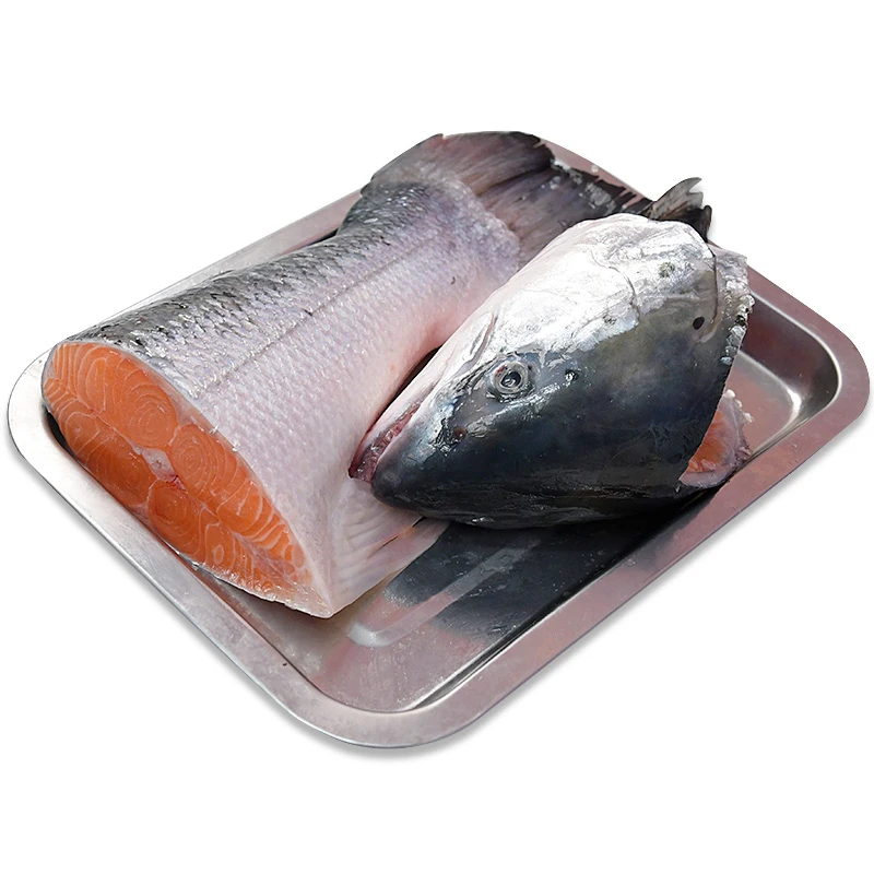 冰鲜三文鱼头尾一副 大西洋鲑鱼  鱼头去腮鱼尾不处理冷冻后发货