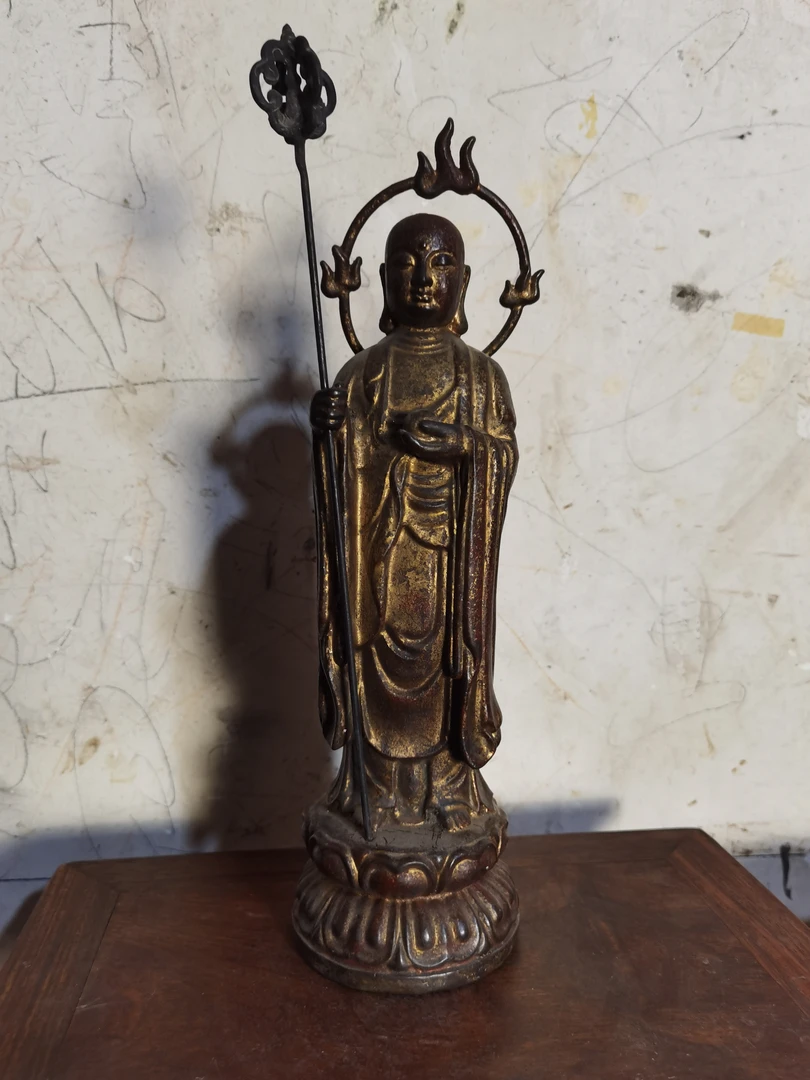 铜镏泥金站地藏王佛像