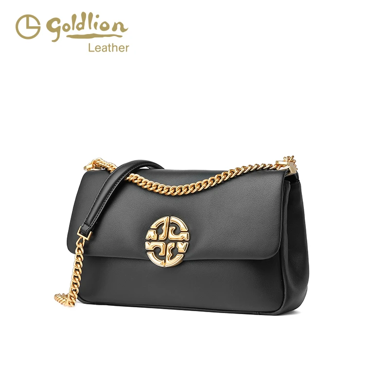 Goldlion/金利来如意海棠锁扣牛皮真皮气质单肩包斜跨包链条包女